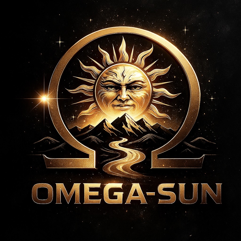 Omega-Sun Logo (Omega Symbol mit Sonne die hinter einen Berg verschwindet)